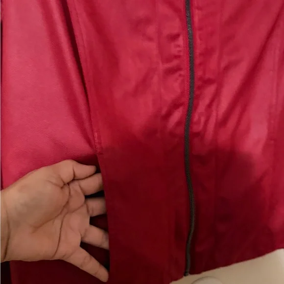 IS SOLD Allison Daley Vibrant Red Leather Jacket - Picture 5 of 7